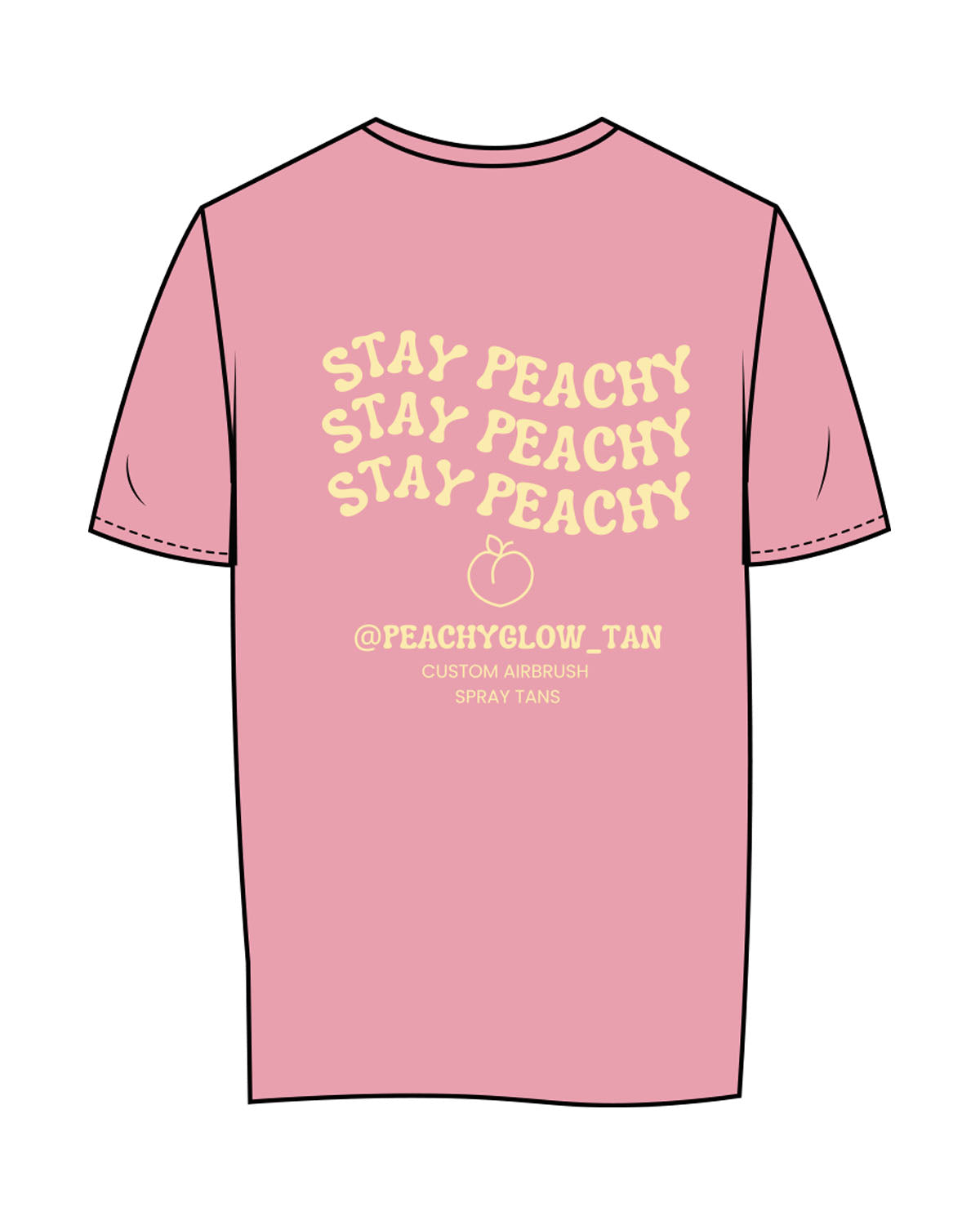 The Womens Tee - Bubblegum - Peachy Glow - Left Chest & Back Stacked - Printed - Yellow