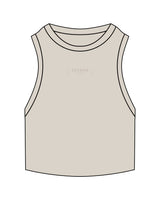 The Ribbed Crop Tank - Bone - Reform Fitness - Center Chest - Embroidered Tone on Tone