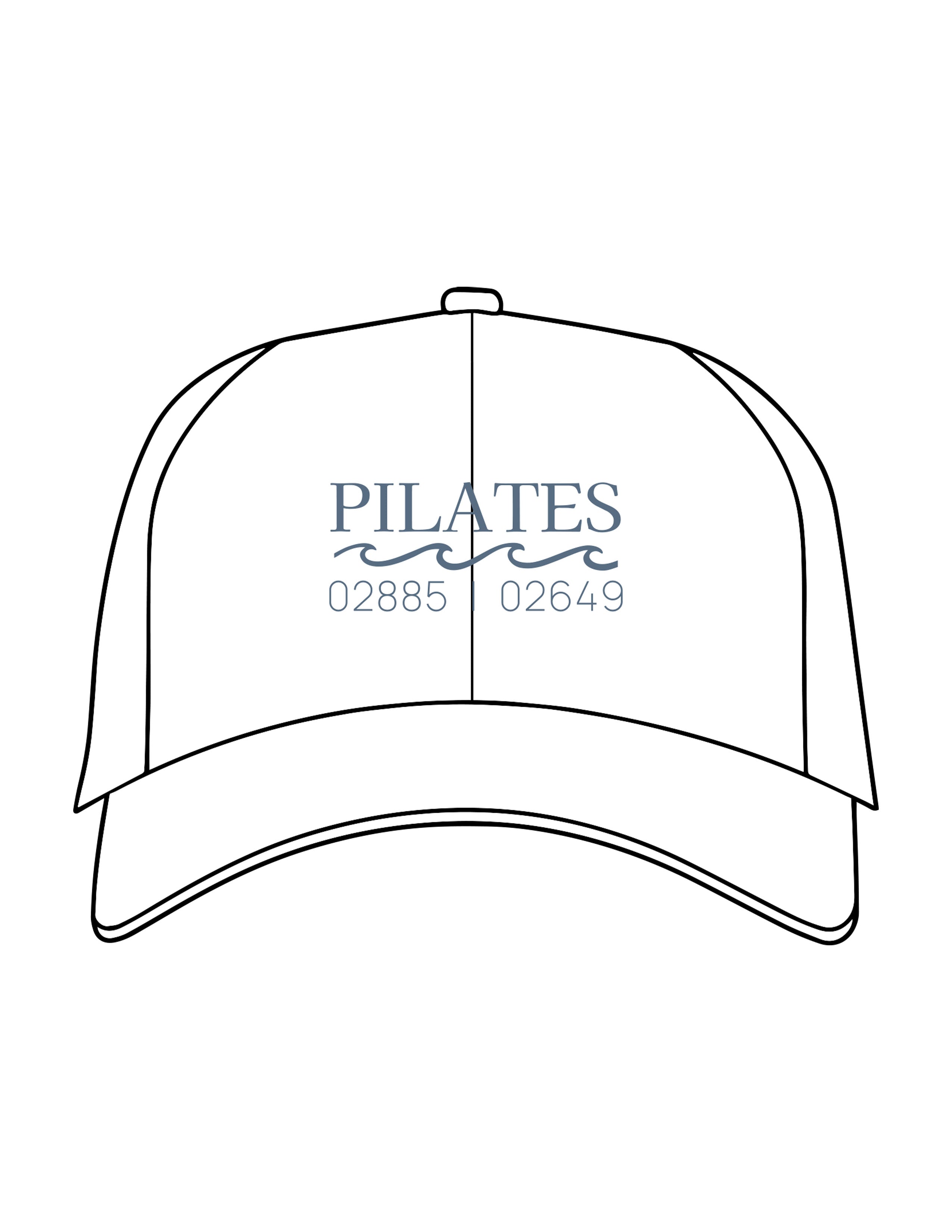 The Dad Hat - White - Studio47 Pilates - Center Crown Stacked - Embroidered - Blue