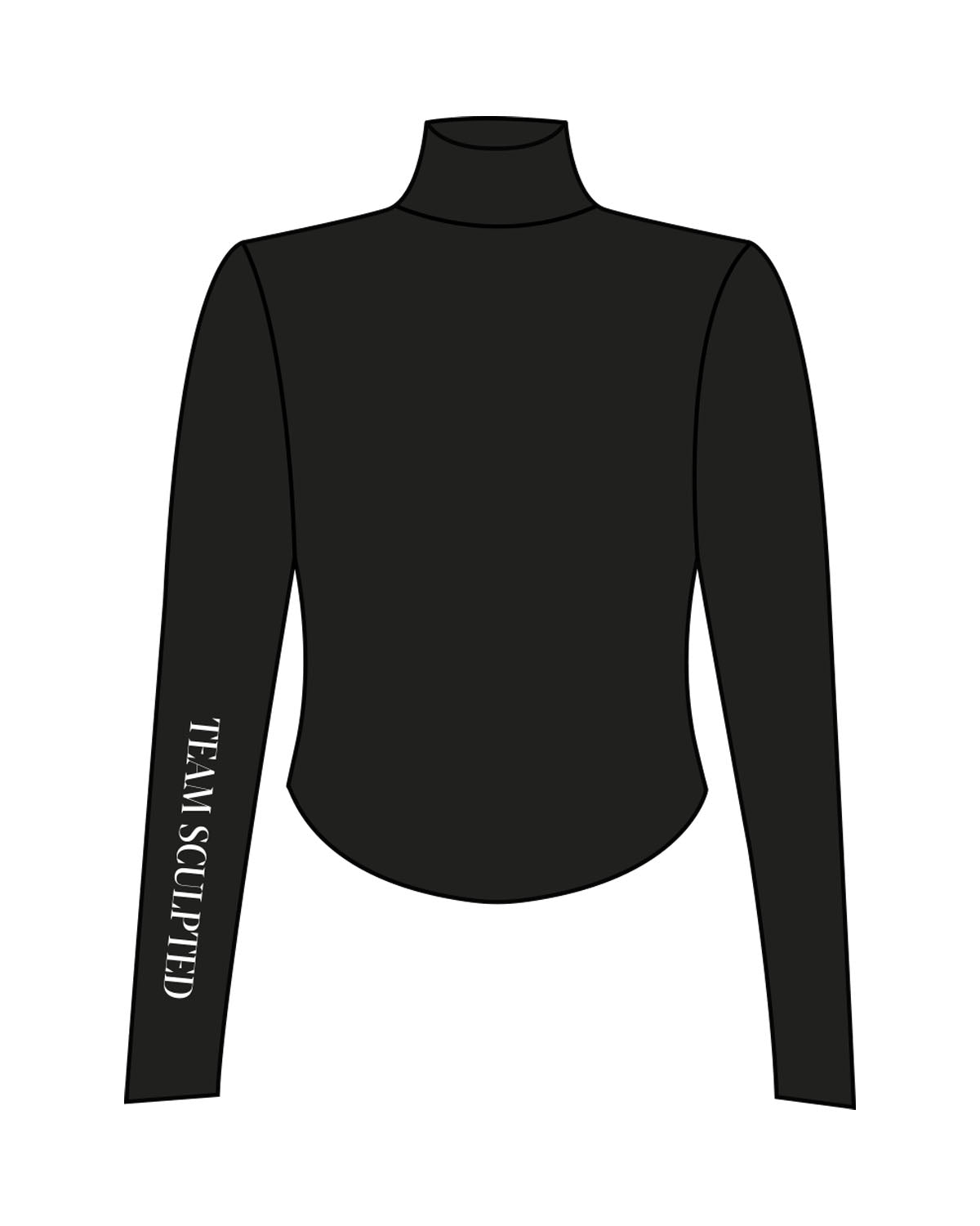 The 3/4 Crop Zip Jacket - Black - Team Sculpted - Left Chest Logo & Left Back Sleeve - Printed - White