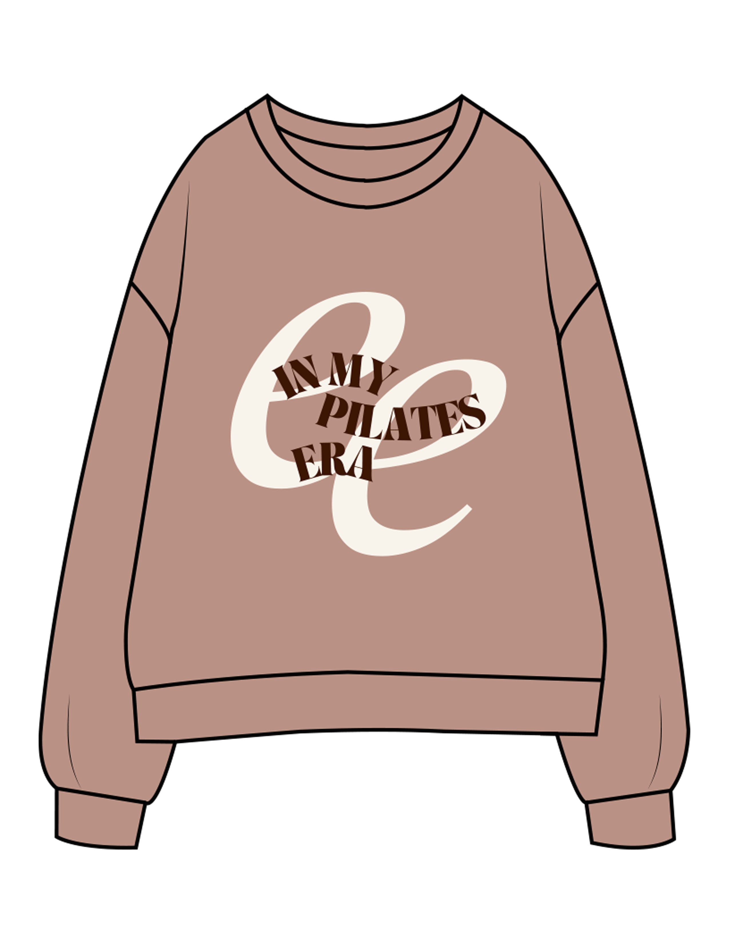 The Womens Crewneck - Clay - Erabelle - Center Chest "PILATES" - Printed - Full Color