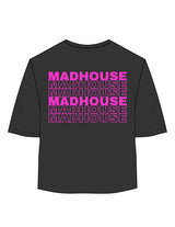 The Womens Oversized Tee - Black - Mad House - Chest Stacked & Back Stacked - Printed - Pink