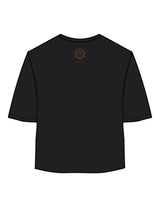 The Oversized Crop Tee - Black - Fit Results - Center Chest & Back Neckline - Full Color
