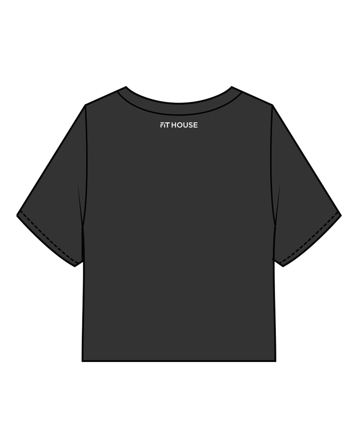 The Heavyweight Crop Tee - Washed Black - Fit House - Center Chest & Back Neckline - Printed - White