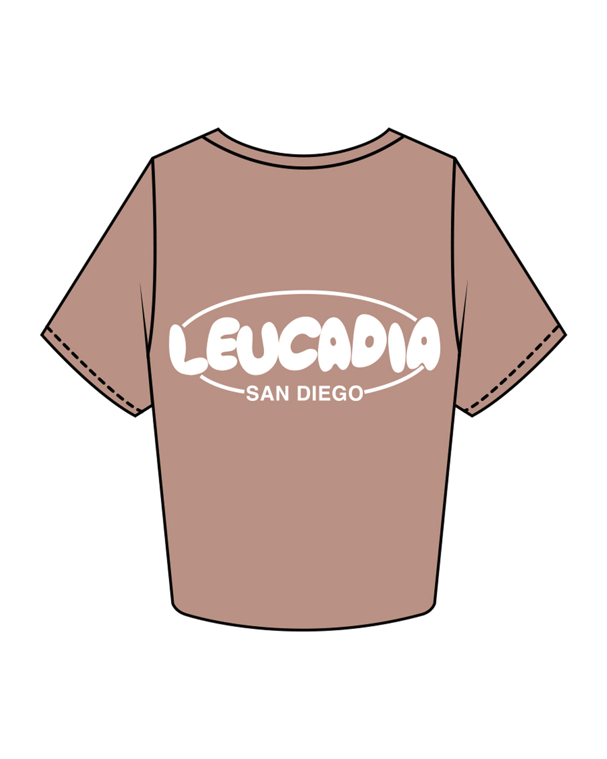 The Crop Tee - Clay - Neso - Left Chest Stacked & Back Center Stacked - White