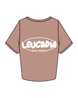 The Crop Tee - Clay - Neso - Left Chest Stacked & Back Center Stacked - White