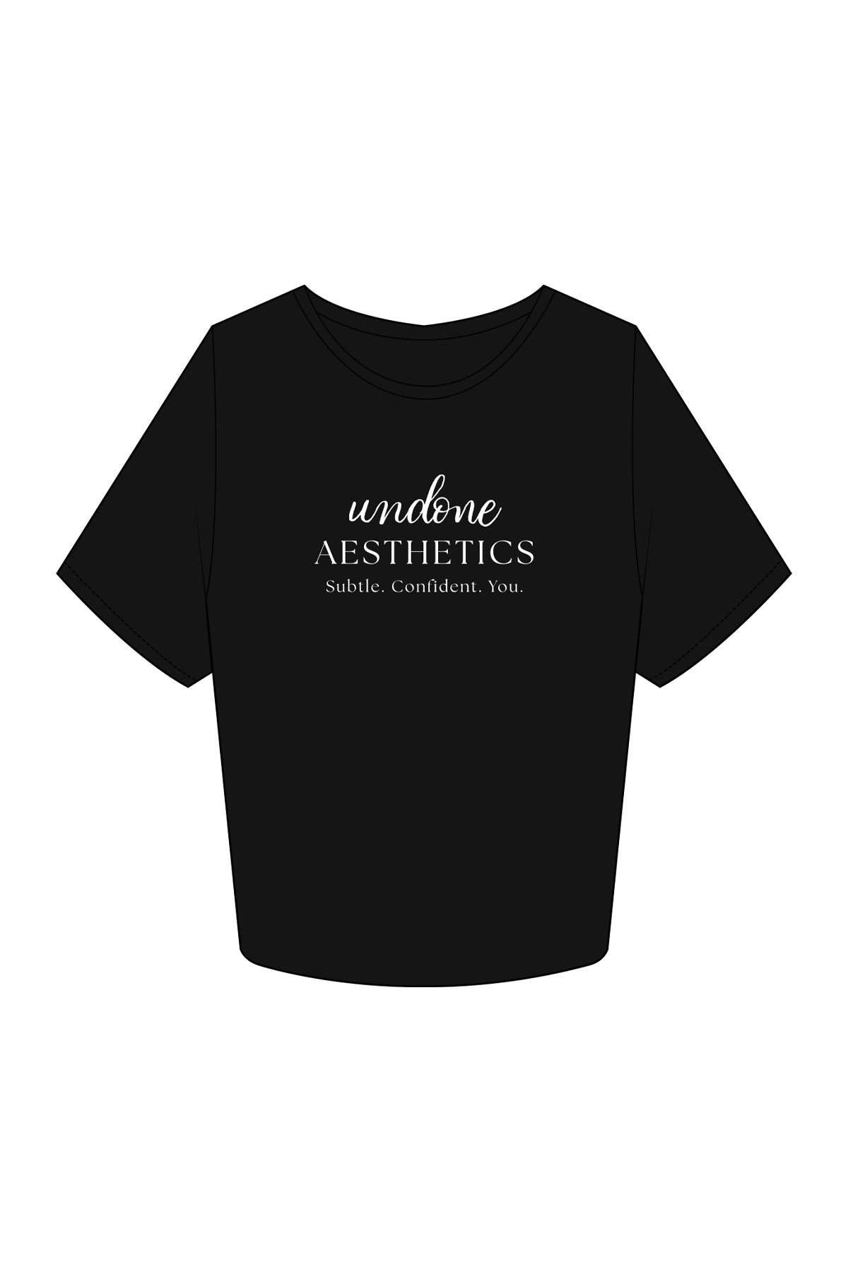 The Crop Tee - Black - Undone Aesthetics - Center Chest Stacked - Printed - White