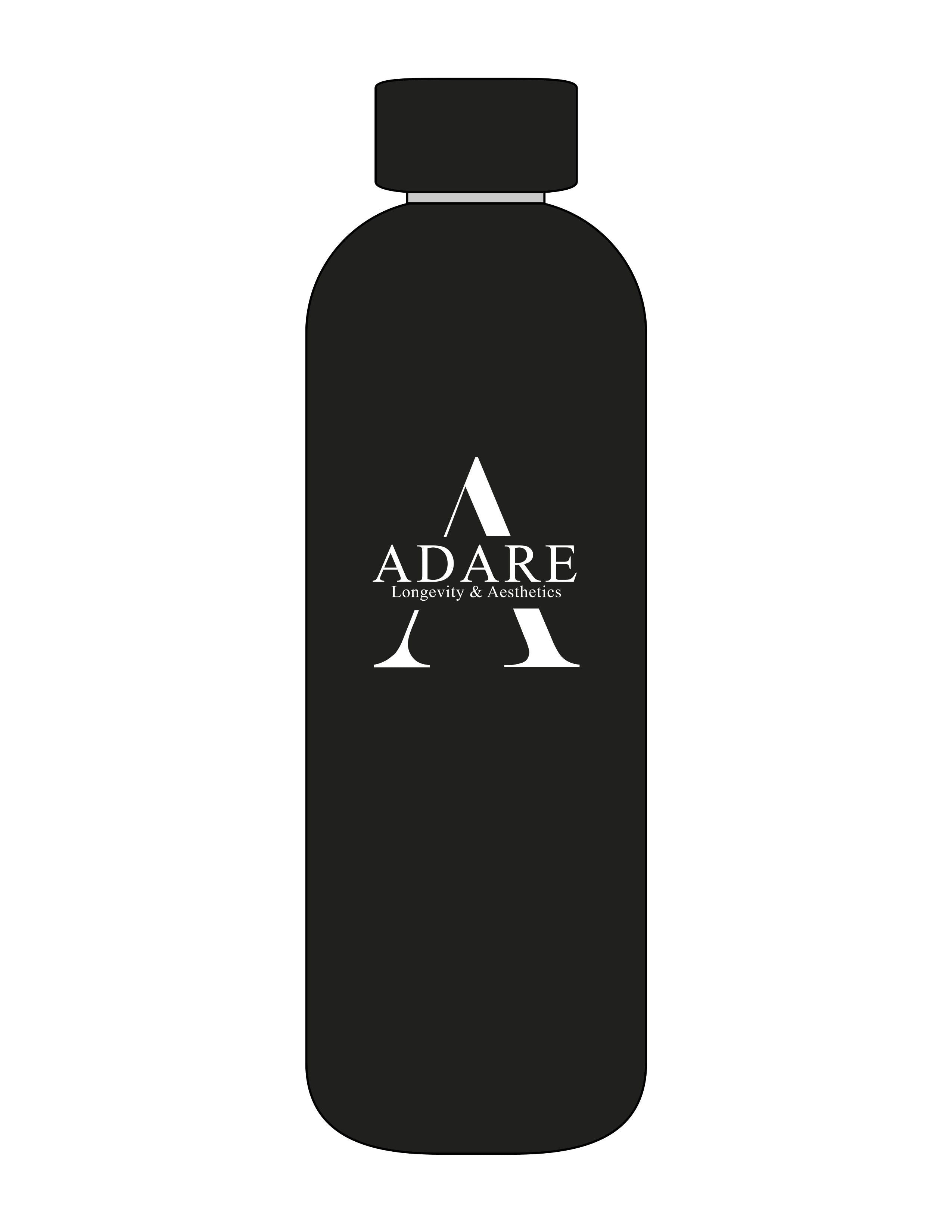 The Water Bottle - Black - ADARE - Center Body Layered - Printed - White