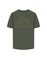 The Mens Tee - Cypress - Village Yoga - Left Chest Circular & Center Back Stacked - Printed - Full Color