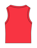 The Micro Rib Racer Crop - Red - Village Yoga - Center Chest Stacked - Embroidered - White