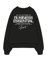 The Mens Crewneck - Black - GPT - Left Chest & Back Stacked "BUSINESS" - Printed - White