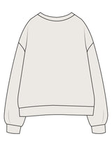 The Womens Crewneck - Bone - Powerhouse Fitness - Full Front - Printed - Navy