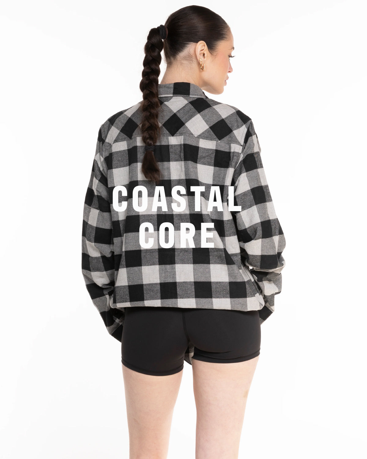 The Flannel - Heather / White - Coastal Core - Left Chest & Center Back Stacked - White