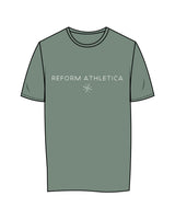 The Womens Tee - Sage - Reform Athletica - Chest Stacked - Printed - White