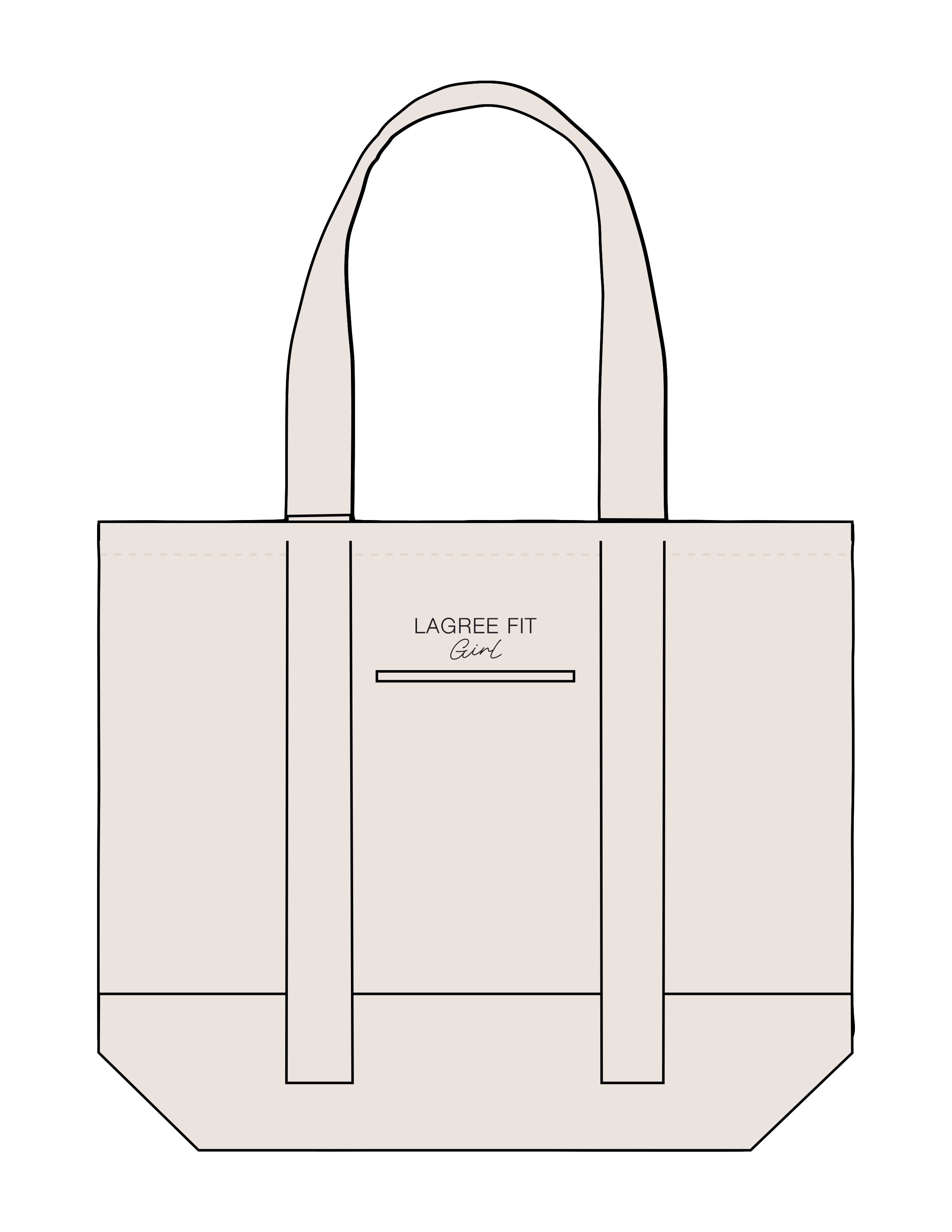 The Contrast Tote Bag - Natural / Natural - Lagree Fit Studio - Upper Body Stacked - EMB - Washed Black