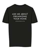 The Womens Tee - Black - Neatly - Center Chest & Back Center Stacked "ASK" - White
