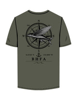 The Mens Tee - Cypress - BHF Fishing - Left Chest - Left & Right Sleeve - Back Compass - Full Color Gray