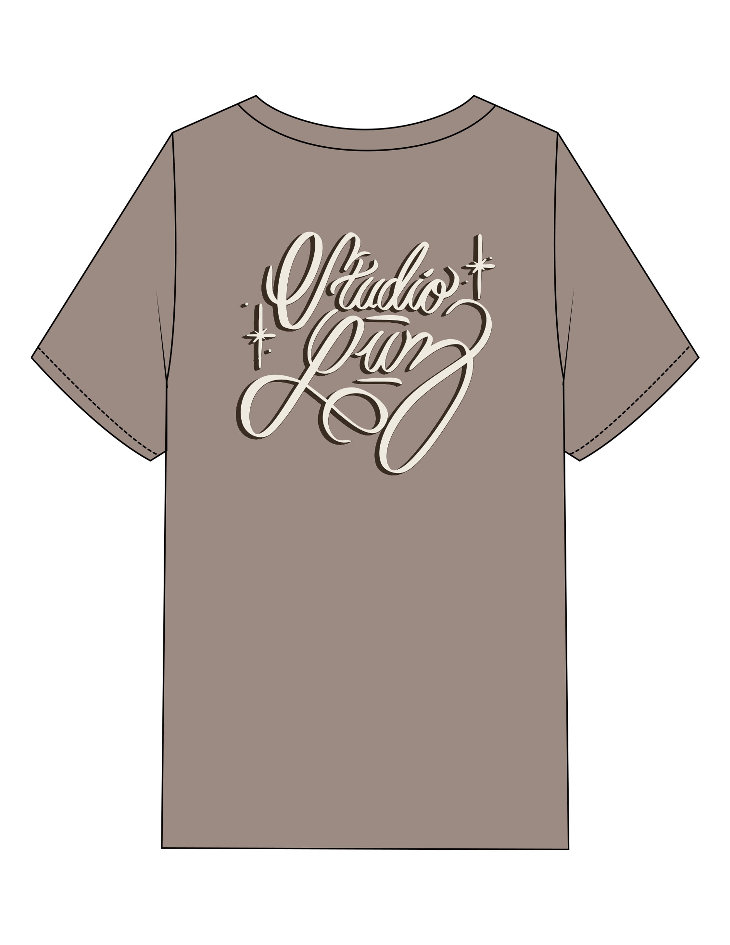 The Mens Heavyweight Tee - Washed Mushroom - Studio Luz - Center Chest & Back Stacked - Printed - Full Color