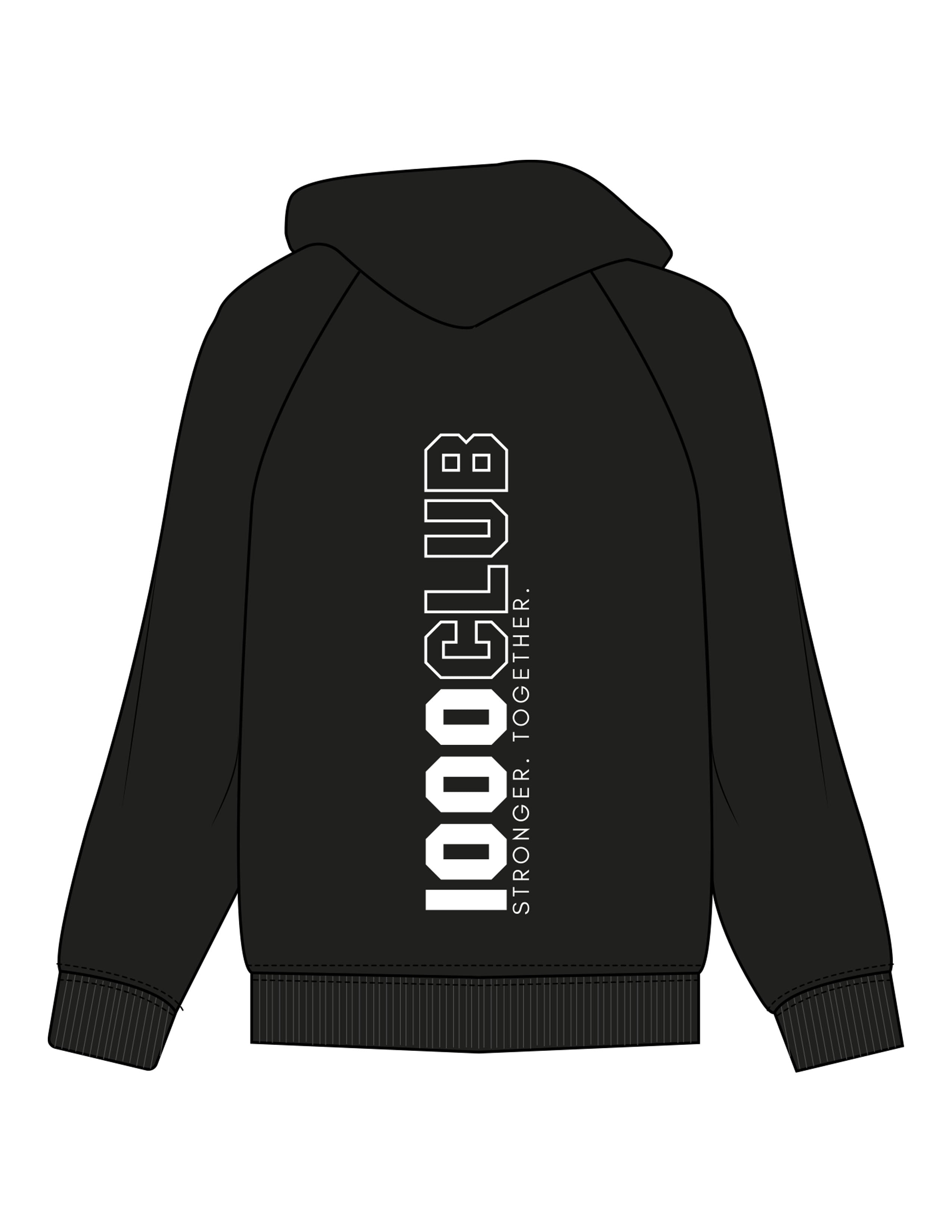 The Mens Hoodie - Black - HiLo - Center Chest Round & Back Vertical - Printed - White