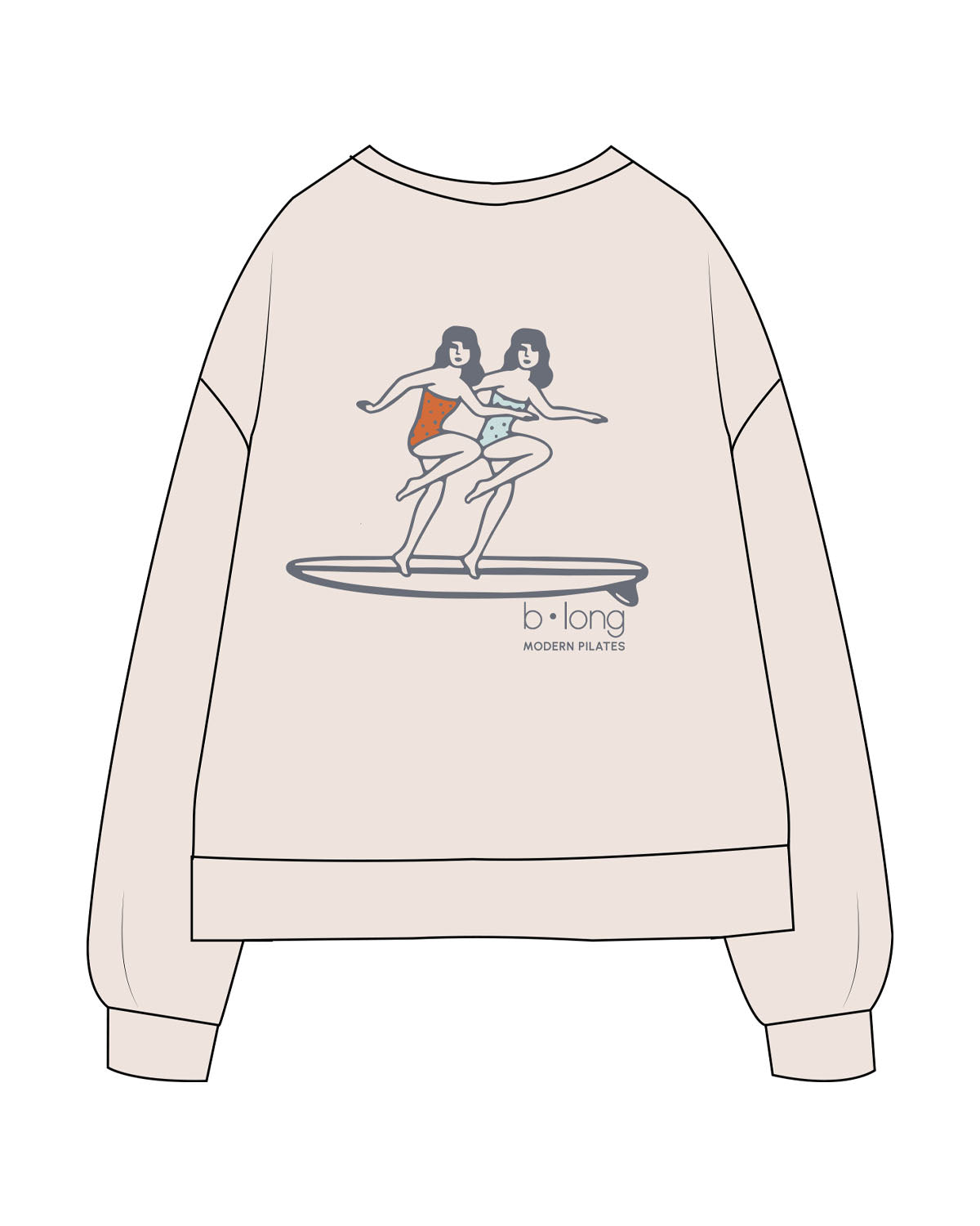 The Recycled Womens Crewneck - Polar - B Long Pilates - Center Back Image - Printed - Full Color