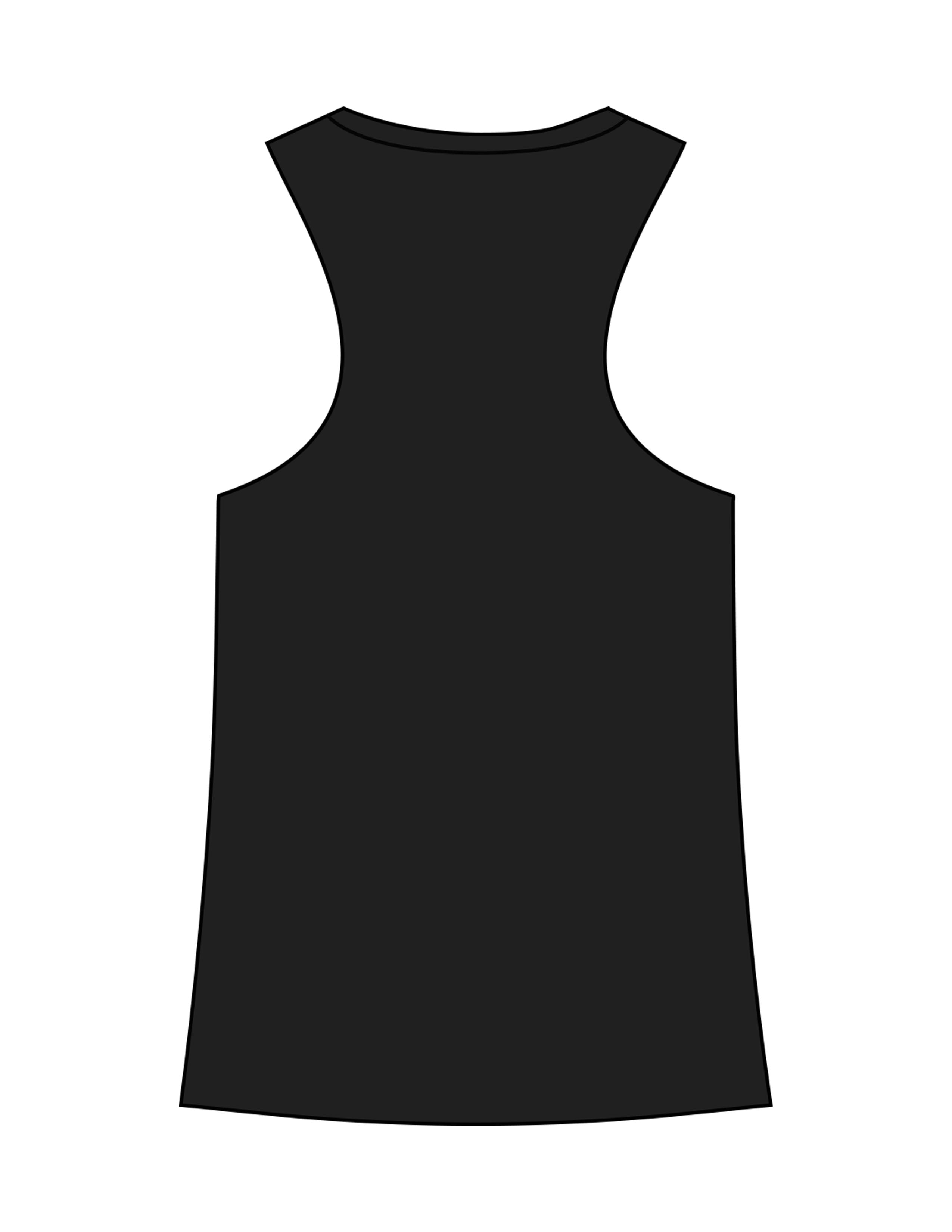 The Crop Muscle Racerback - Black - XPLOREFIT - Center Chest Stacked - Printed - White