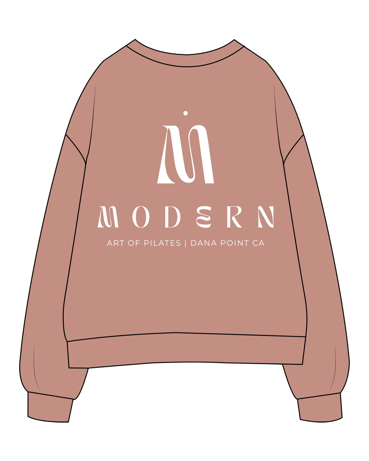 The Womens Crewneck - Clay - Modern Art - Left Chest & Back Stacked - Printed - White