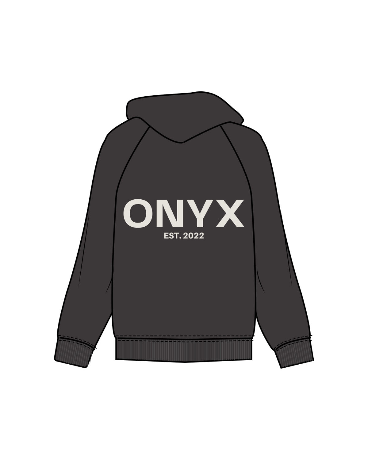 The Mens Hoodie - Washed Black - Onyx Fit - Left Chest & Front Pocket - Back Stacked - Printed - Washed Bone