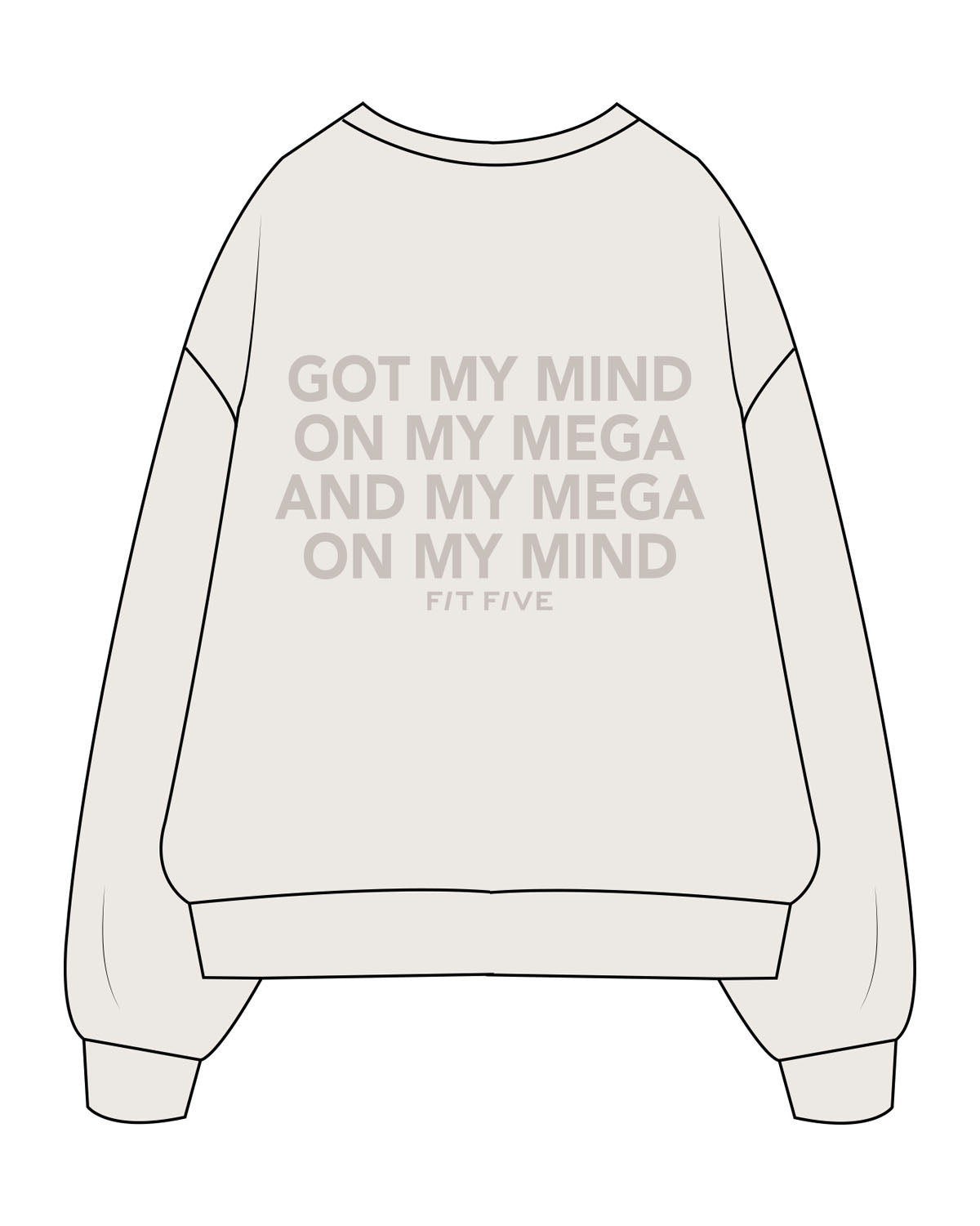 The Womens Crewneck - Bone - Fit Five - Left Chest "FIT5" & Center Back Multiple Stack - Tone on Tone