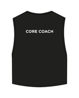 The Crop Muscle Tank - Black - Core Lab - Center Chest & Back Center "Coach" - Printed - White