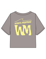 The Heavyweight Crop Tee - Washed Gray - Wave Mamas - Center Chest & Center Back Stacked - Printed - Yellow