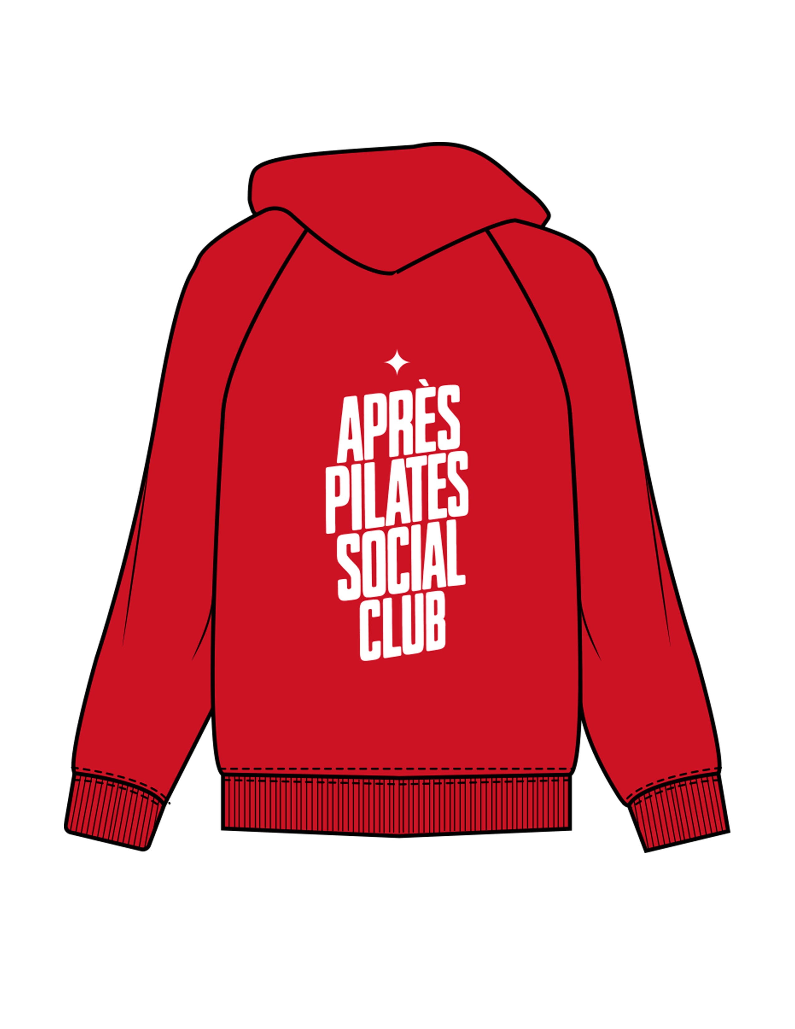The Half Zip Hoodie - Red - LA FORME PILATES - Left Sleeve Embroidered & Back Stacked Printed - White