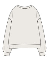 The Womens Crewneck - Bone - Powerhouse Fitness - Center Chest Stacked - Printed - Navy