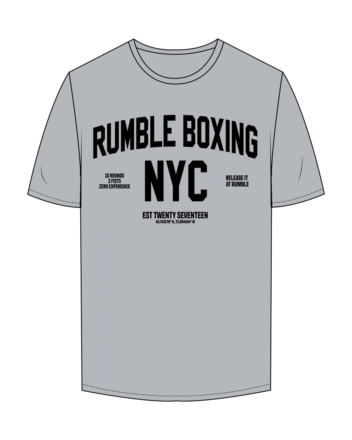The Mens Tee - Smoke - Rumble - Center Chest Stacked - Printed - Black