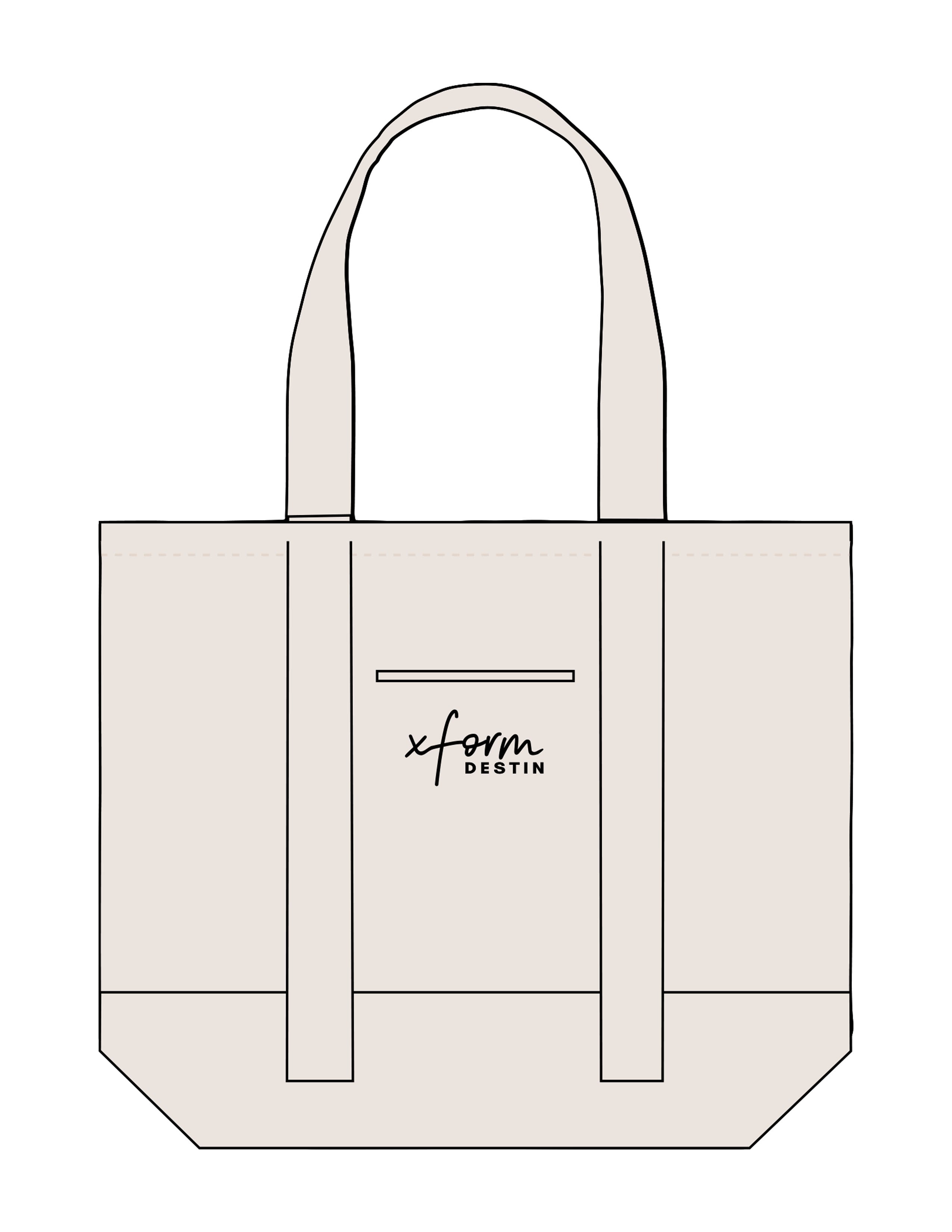 The Contrast Tote Bag - Natural / Natural - treadformer30A - Center Body Stacked - EMB - Black
