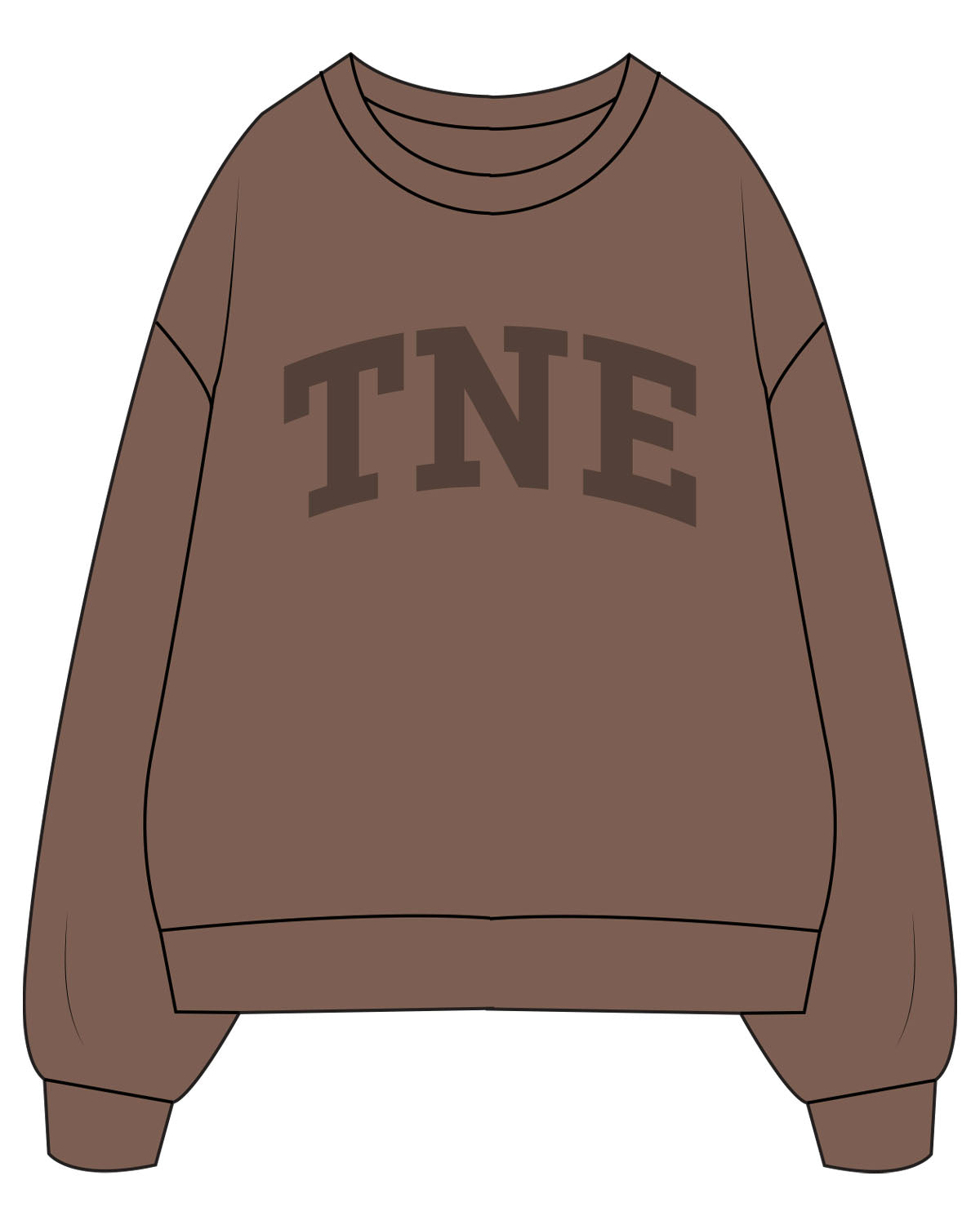 The Mens Classic Crewneck - Walnut - GPT - Center Chest - TNE - Tone on Tone
