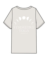 The Mens Heavyweight Tee - Washed Bone - Symmetry Yoga - Left Chest & Back Center Stacked - White