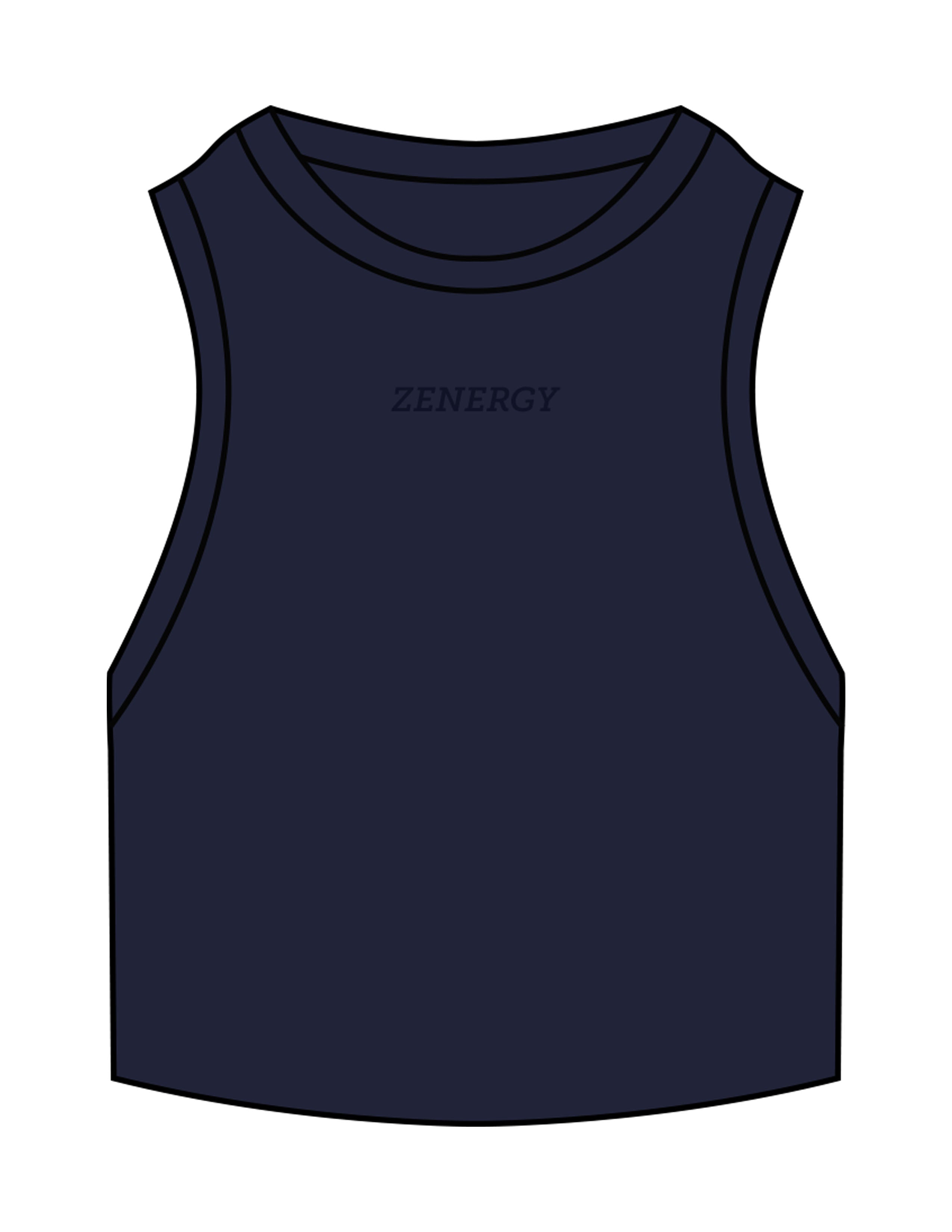 The Ribbed Crop Tank - Navy - ZENERGY CYCLING - Center Chest - EMB - Tone on Tone