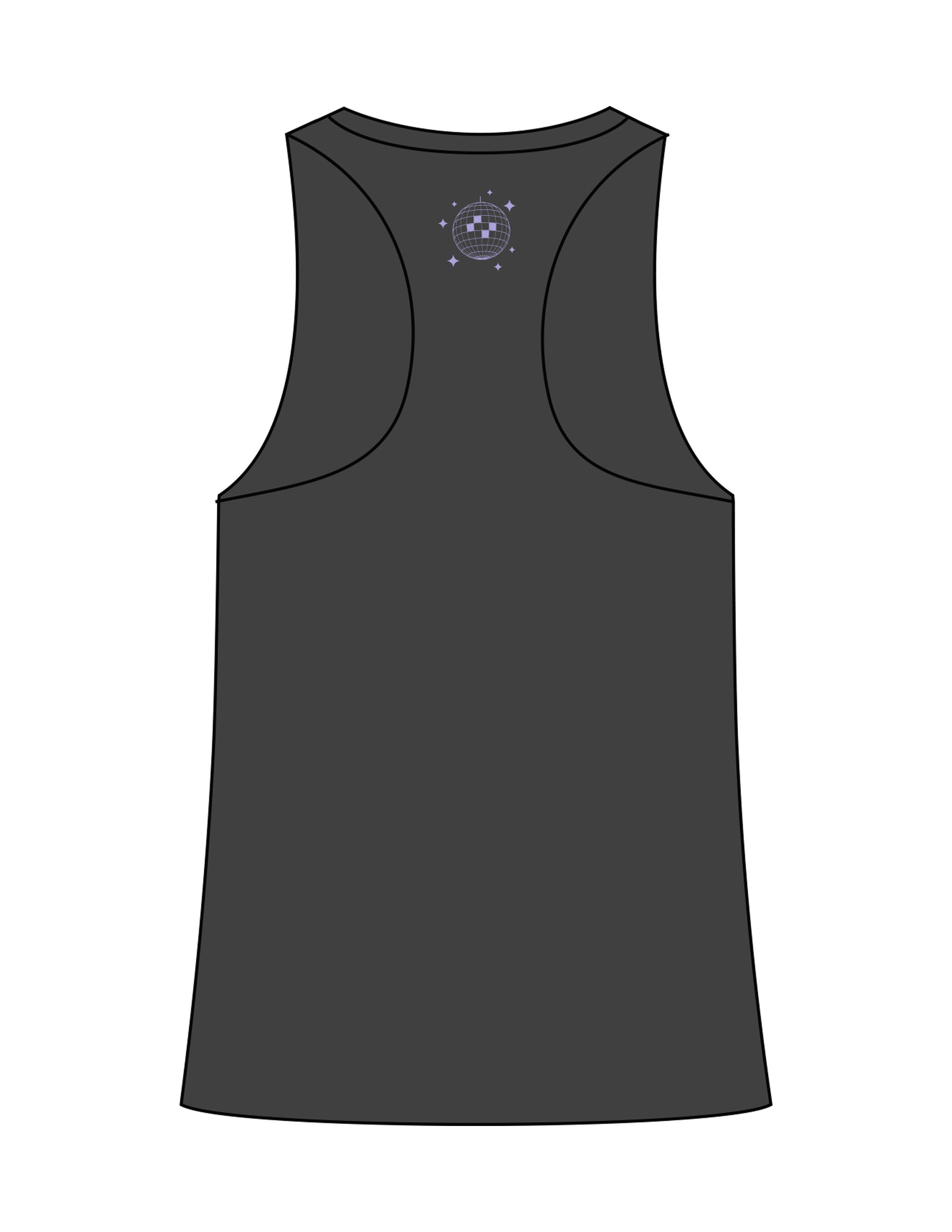 The Womens Full Length Tank - Charcoal - The Mvmt by Amanda - Center Chest & Back Neckline - Printed - Purple