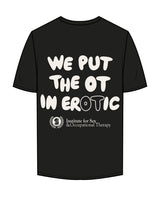 The Mens Tee - Black - Institute 4 Sex & Occupational - Left Chest Stacked & Back Stacked -  Cream (F4F1E9)