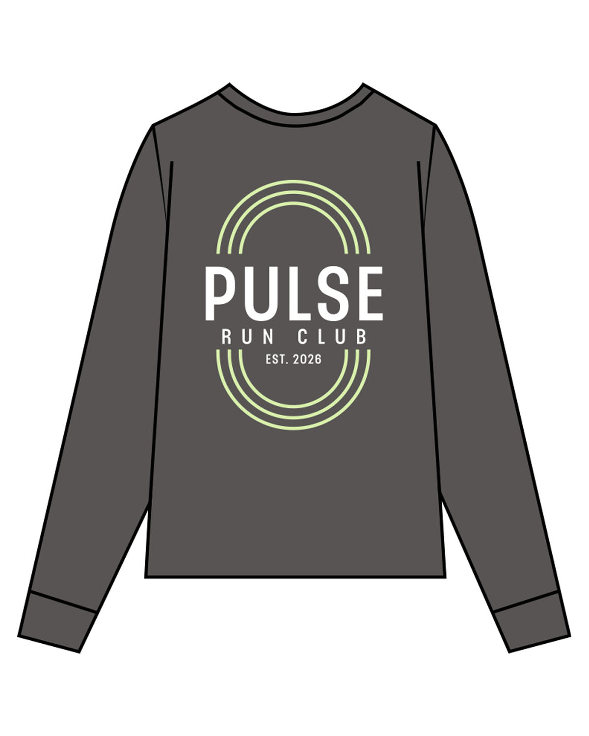 The Unisex Midweight Long Sleeve - Pepper - Pulse 712 - Full Back - Printed - White