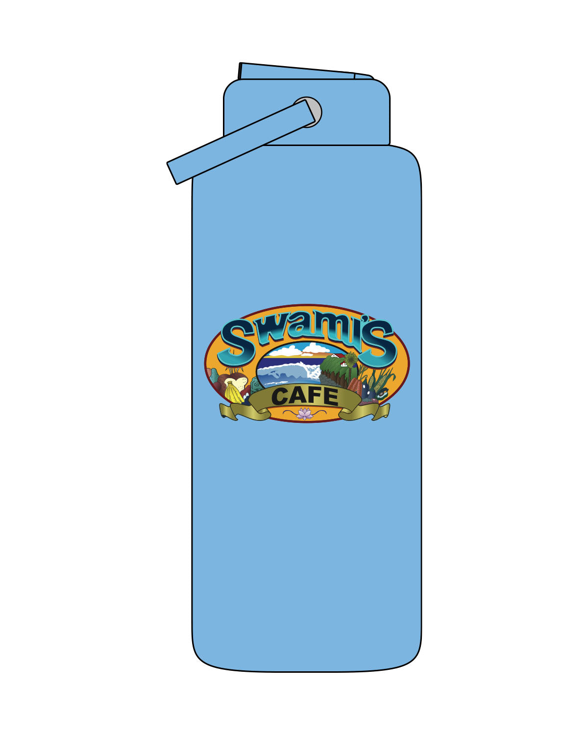 The Wide Mouth Water Bottle - Sky - Swamis Core - Center Body Image - Pritned - Full Color