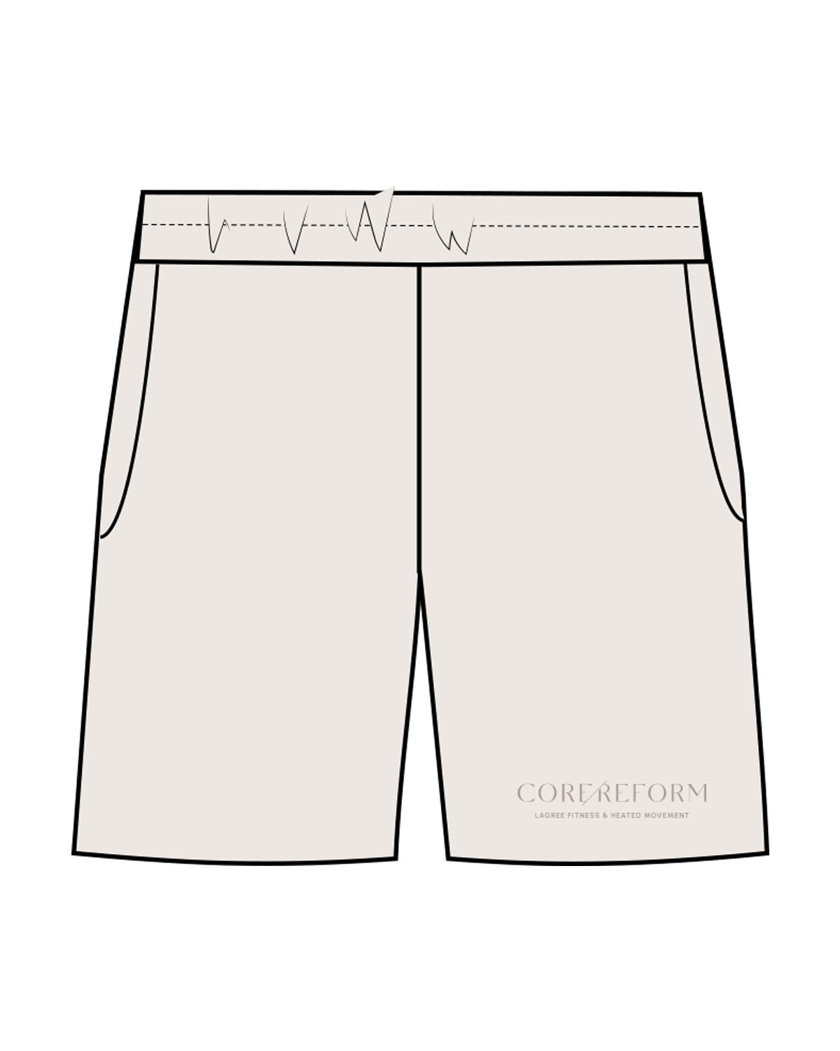 The Mens Sweat Shorts - Bone - Core Reform - Left Leg Stacked - Printed - Tone on Tone