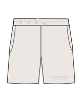 The Womens Sweat Shorts - Bone - Core Reform - Left Leg Stacked - Printed - Tone on Tone