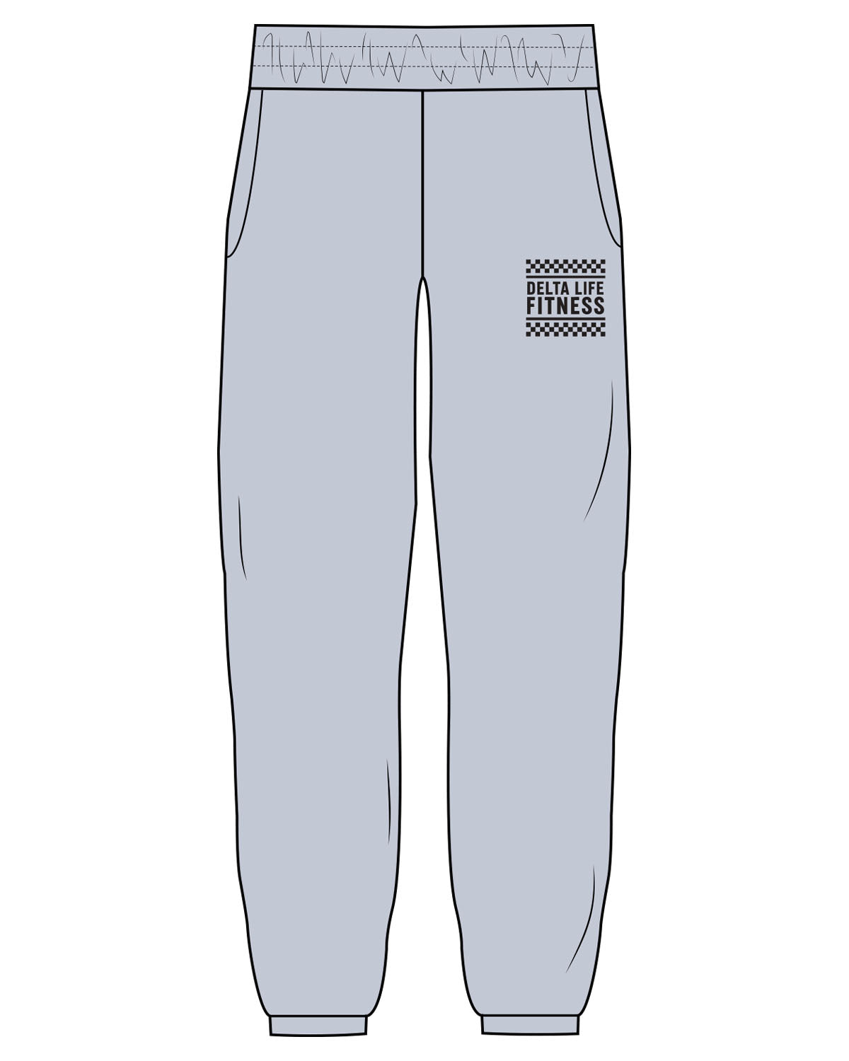 The Womens Sweatpants - Powder - Delta Fitness - Left Leg Stacked - Printed - 241f20