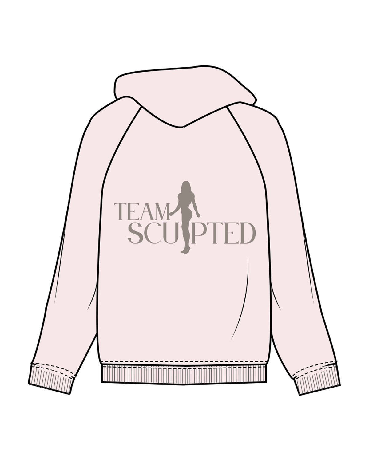 The Recycled Unisex Zip Hoodie - Blush - Team Sculpted - Left Chest & Center Back Logo - Printed - Brown
