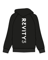 The Womens Zip Hoodie - Black - REVITY3 - Left Chest & Back Spine - White
