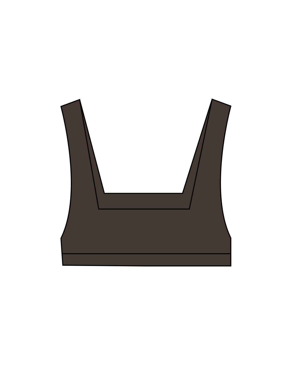 The Box Cut Bra - Cafe - Cake Factory - Center Chest - Italic - White