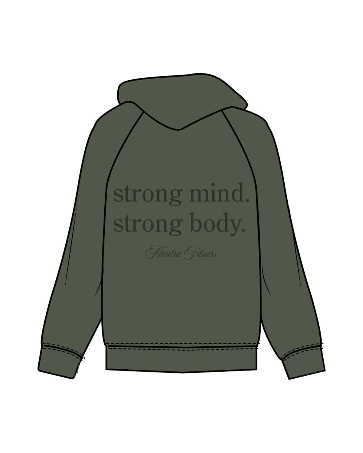 The Mens Hoodie - Cypress - Mantra - Left Chest & Back Stacked - Printed - Tone on Tone