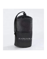 The Gym Towel - Black - Platinum Pilates - Bottom Stacked - Embroidered - Pink - & - Gym Bag Black - Text Stacked - White