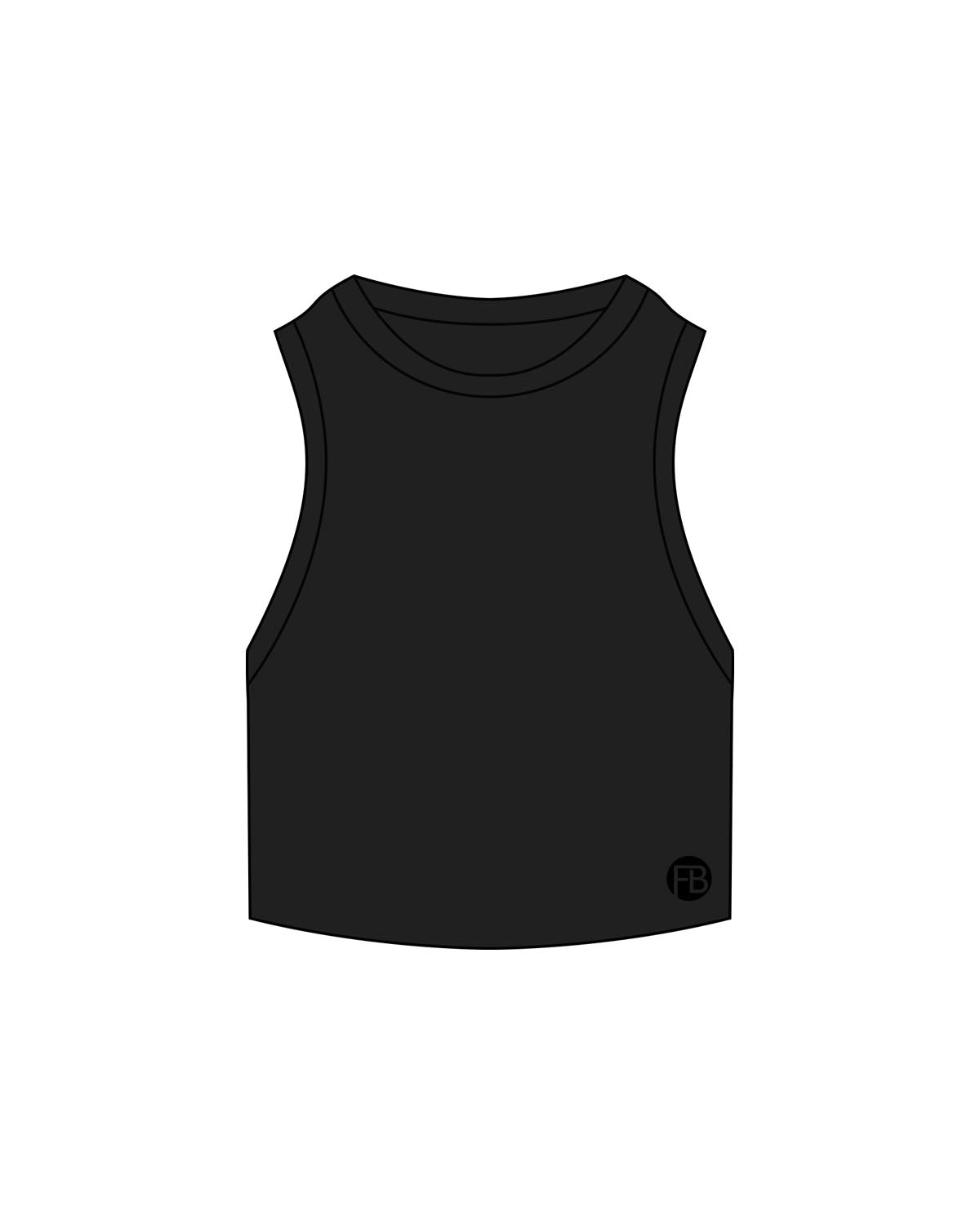 The Ribbed Crop Tank - Black - Krista - Lower Left Corner - Embroidered - Tone on Tone